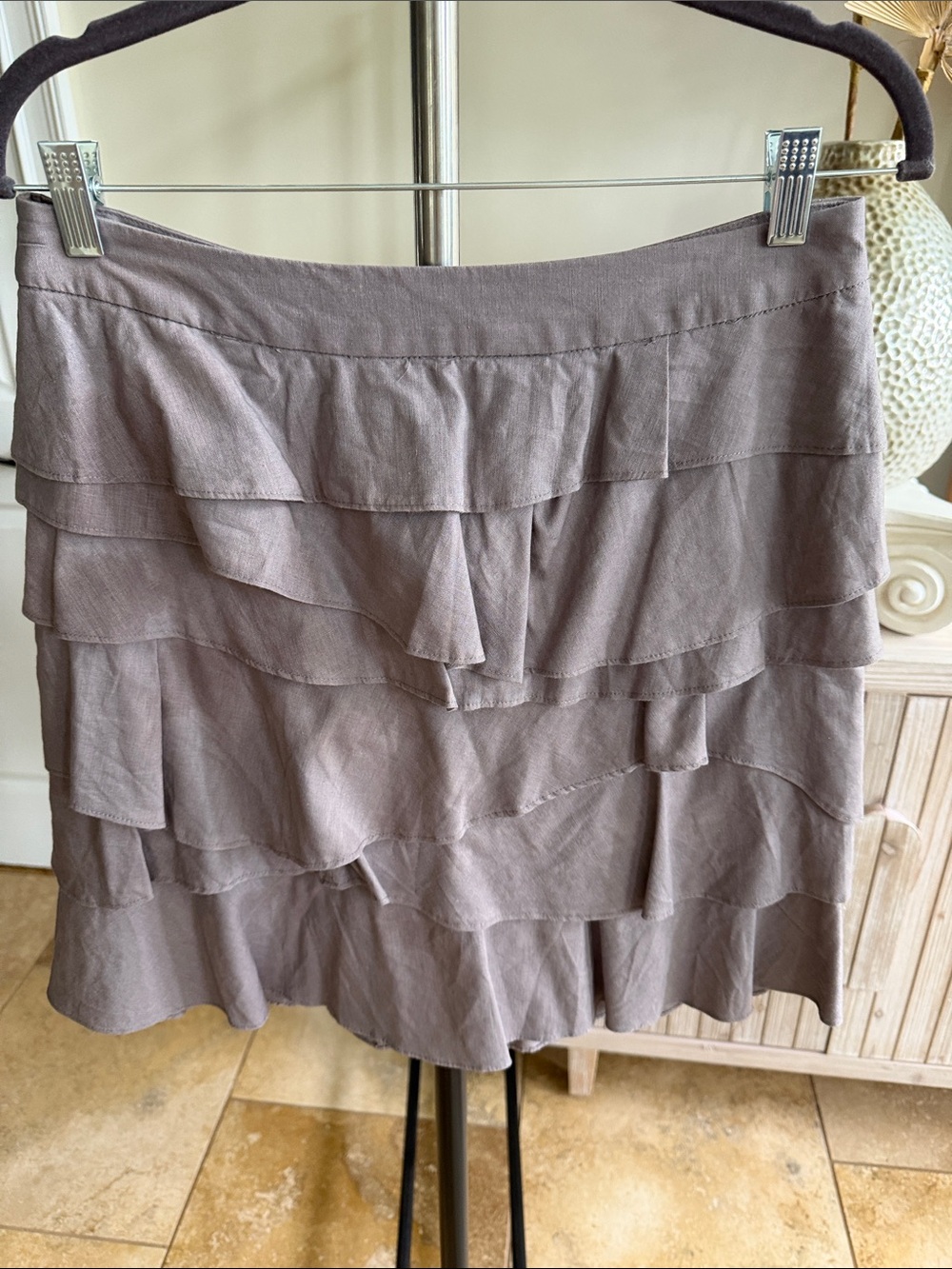 Mossimo Supply Co. Taupe Tiered Ruffle Mini Skirt